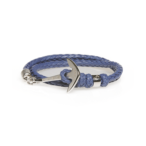 bracciale audace d551 2 giri blu navy ancora