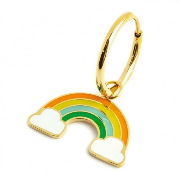 marlu mono orecchino con pendente arcobaleno pvd oro
