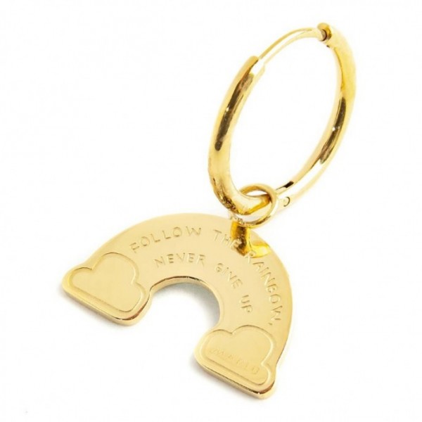 marlu mono orecchino con pendente arcobaleno pvd oro