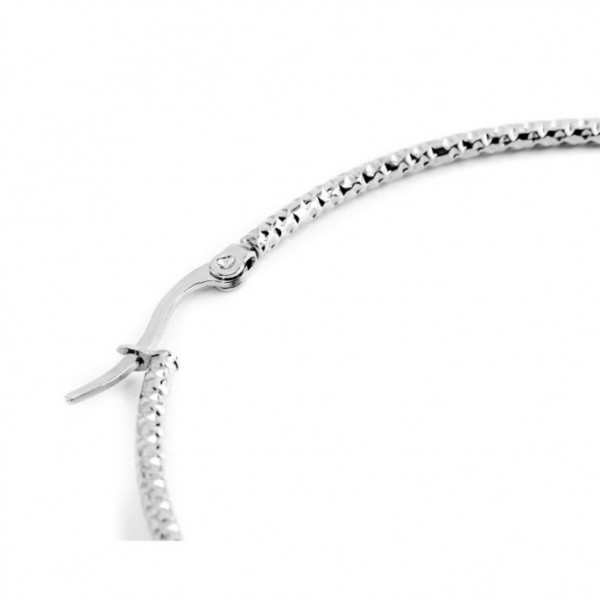 marlu mono orecchino cerchio acciaio martellato diametro 6cm