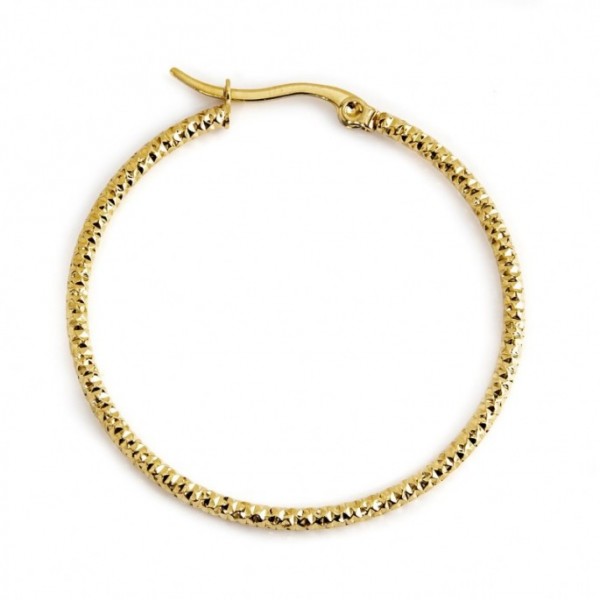 marlu mono orecchino cerchio pvd oro martellato diametro 4,2cm