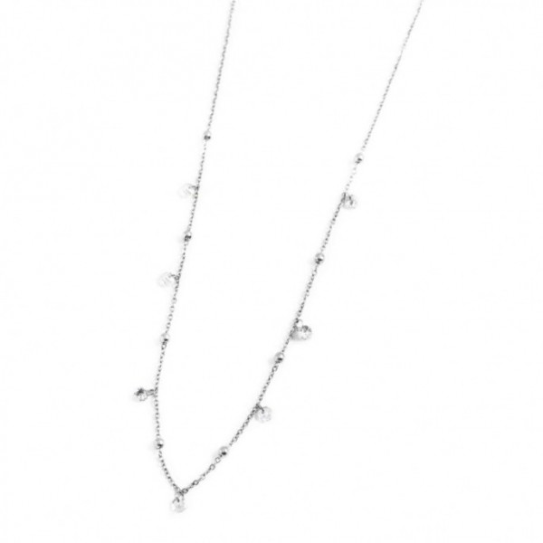 marlu collana acciaio 45cm con cristalli bianchi e sfere