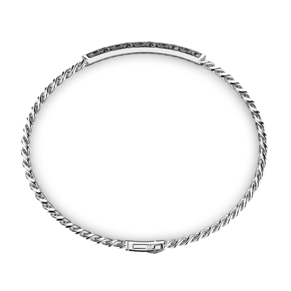 bracciale zancan in argento a grumetta con targa e pietre nere