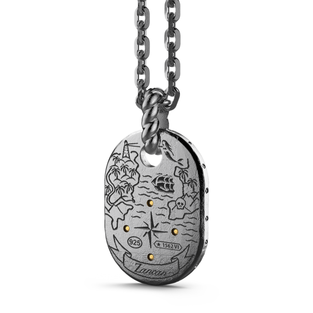 collana zancan in argento brunito con timone