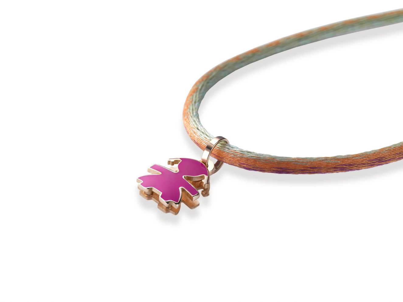 le bebe - ciondolo bimba oro rosa e smalto viola
