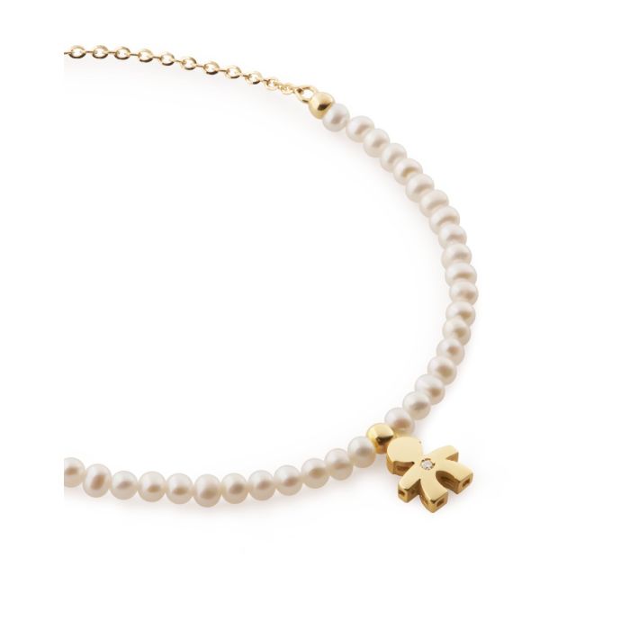 le bebe - bracciale le perle con sagoma bimbo in oro giallo e diamante