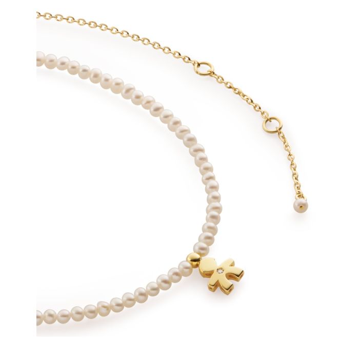 le bebe - collana le perle con sagoma bimbo in oro giallo e diamante