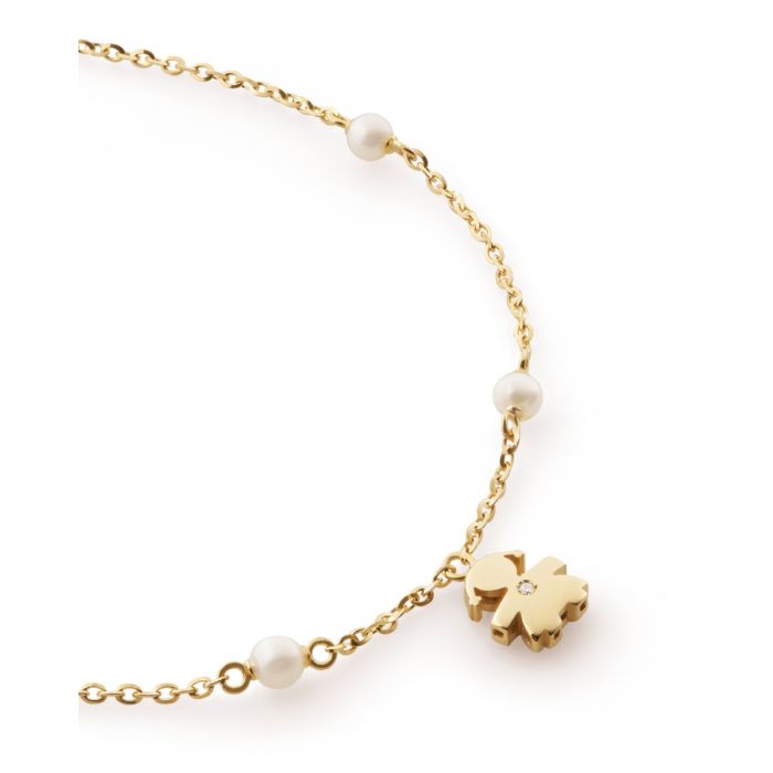 le bebe - bracciale le perle con sagoma bimba in oro giallo e diamante