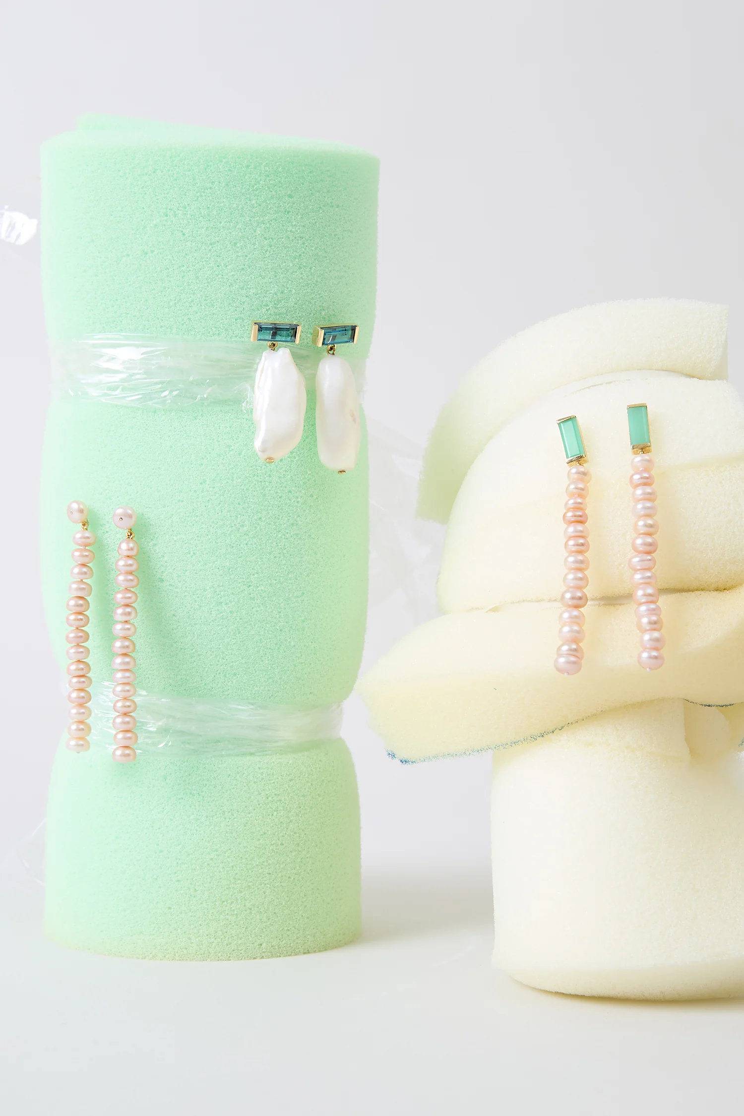 orecchini deco maxi baguette crisopasio e perle rosa