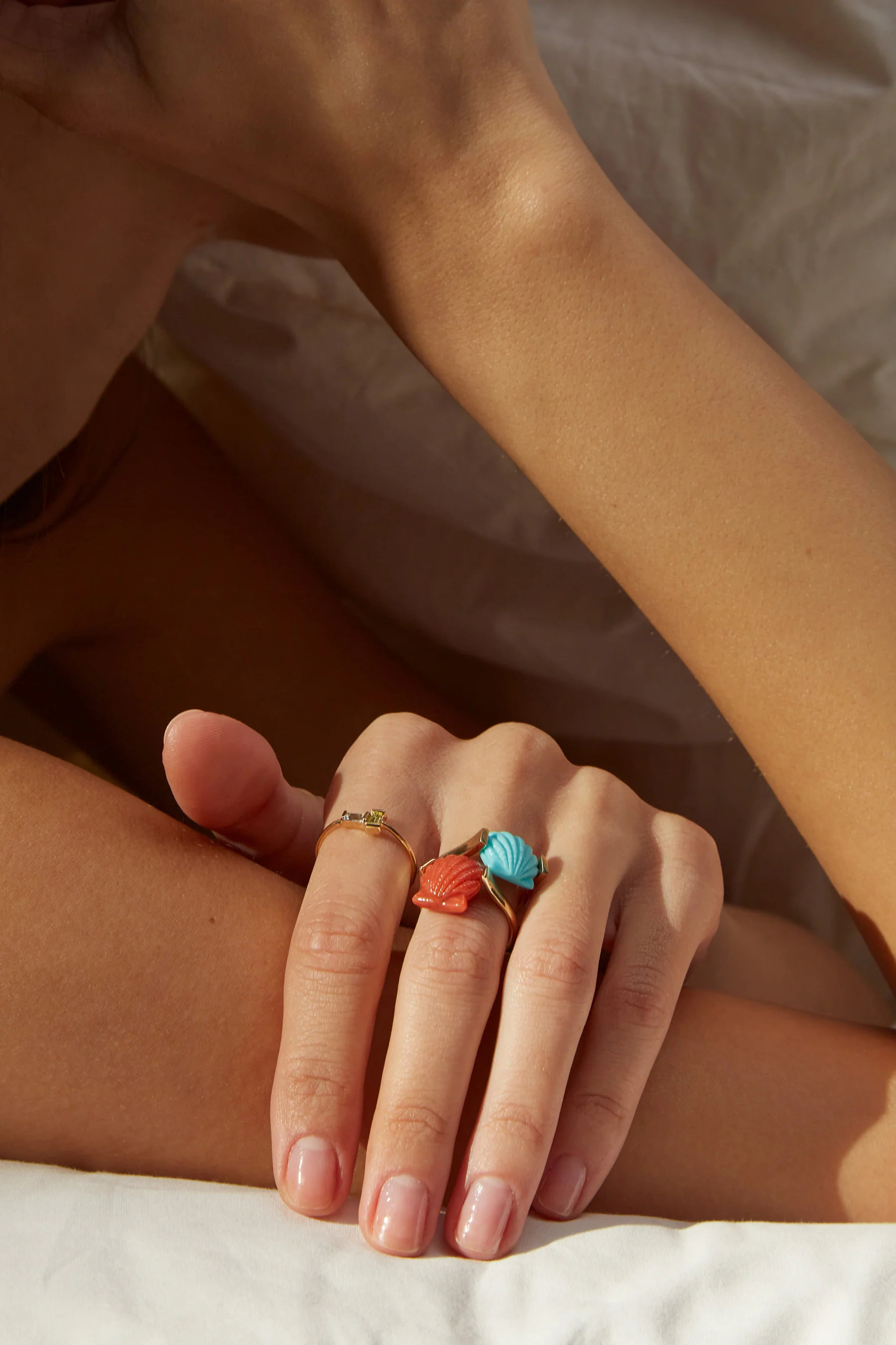 concha turchese anello