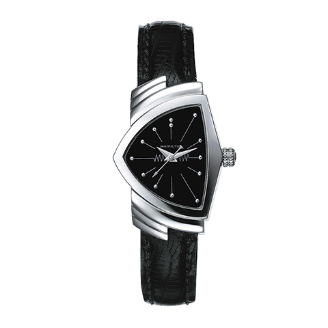 orologio hamilton ventura quarzo lady pelle nera h24211732: 1