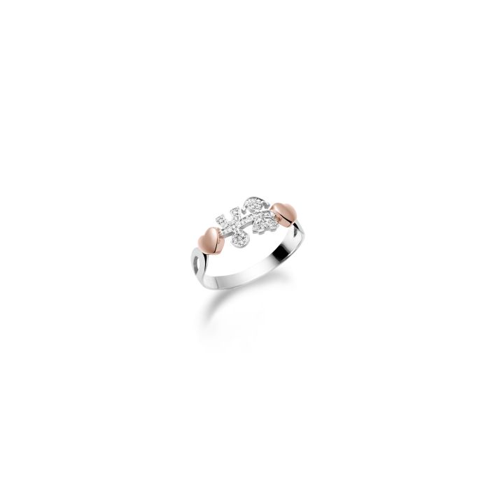 le bebe - anello i preziosi con sagome bimbo e bimba in oro bianco e diamanti