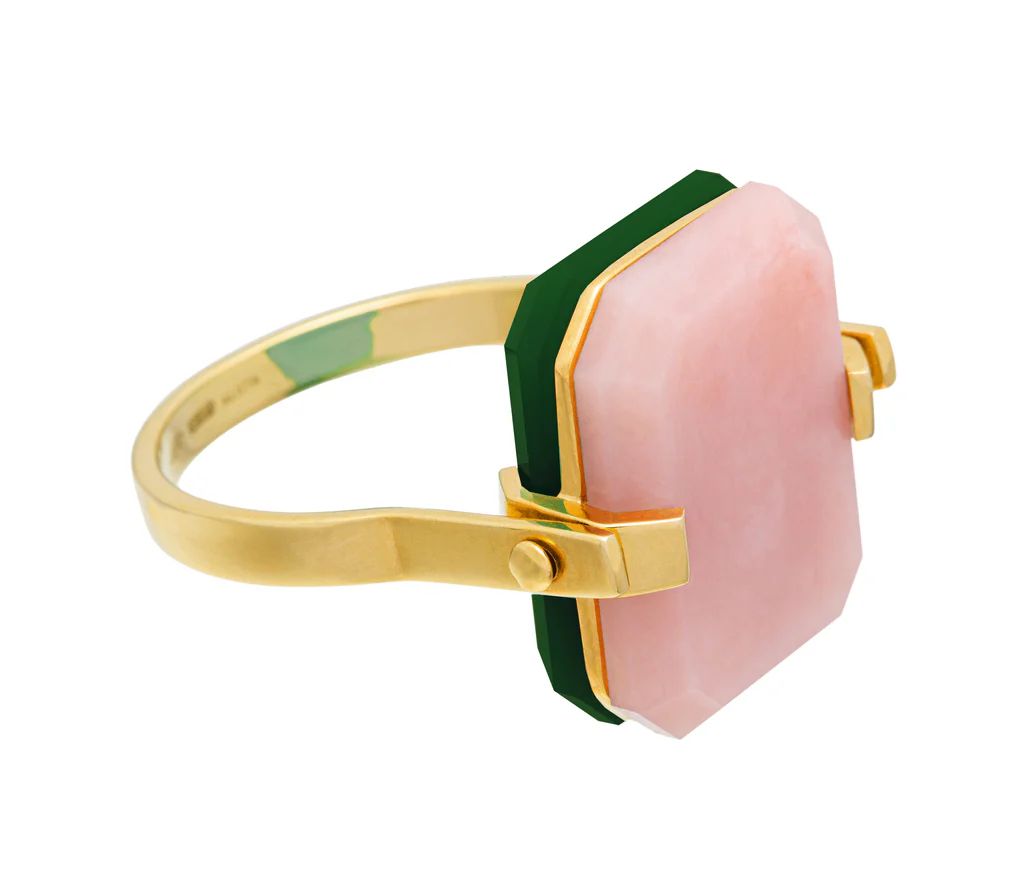 deco sandwich opale rosa + agata verde anello