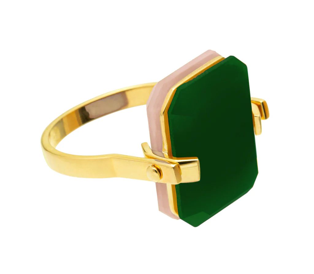 deco sandwich opale rosa + agata verde anello